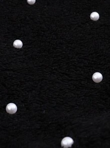 SHEIN Teen Girls Knitted Solid Double-Sided Fleece Studded Loose Casual Crew Neck Sweatshirt