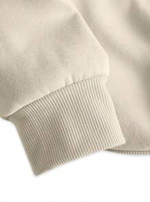 INAWLY 大码女式宽松蝴蝶印花圆领落肩长袖运动衫，秋冬季 - 米色 - 查看 5