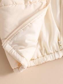 SHEIN 女童休闲立领长袖羽绒服配毛球针织帽 - 白色 - 查看 6