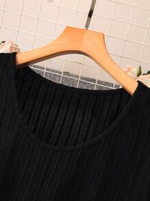 SHEIN LUNE Vestido informal sin mangas de parchwork de talla grande, primavera y otoño - Negro - Ver 5