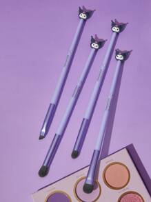 HELLO KITTY AND FRIENDS | SHEIN 4pcs/Set 3D Purple Eye Makeup Brushes With Kuromi Design
