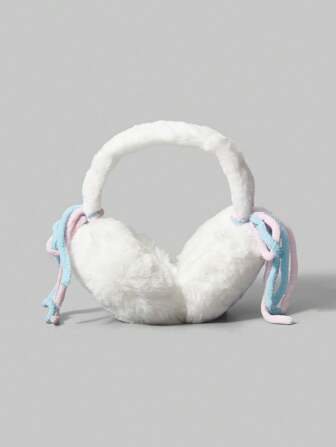 Anime 1 pièce Cache-oreilles en peluche mignon, cache-oreilles à décoration de nœud papillon Kawaii, cache-oreilles de personnalité Y2K, cache-oreilles pliables et chauds pour l'hiver