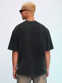 Manfinity VCAY Knitted Casual Men's Short Sleeve T-Shirt - Black - View 8