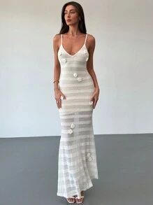 Aloruh Romantic Date Sleeveless Textured Floral Bodycon Dress For Women