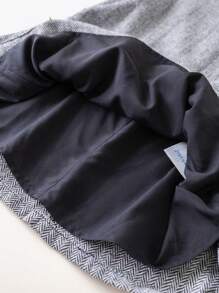 PrepCrw 少女灰色口袋编织宽松无袖连衣裙，适合秋冬季返校季的校园风格 - 黑與白 - 查看 5