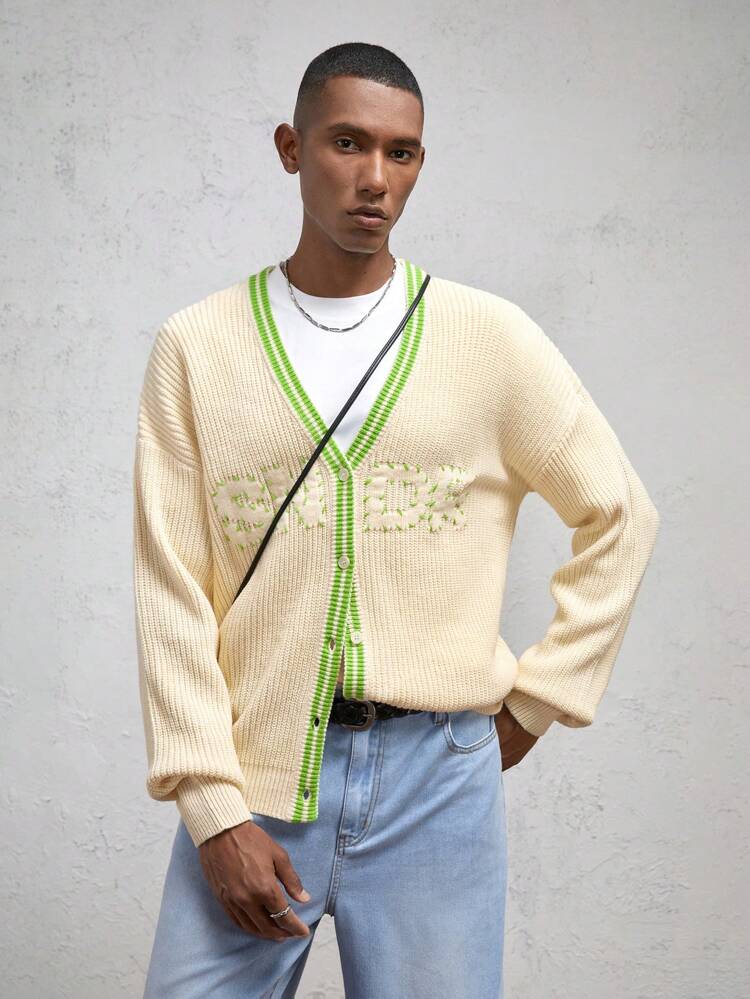 Men's Loose Knitted Cardigan, For Fall Winter