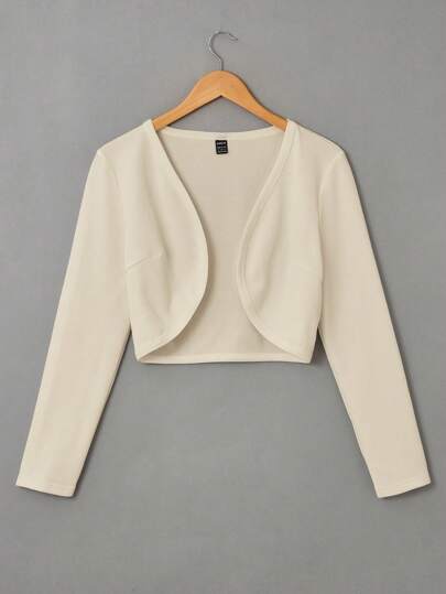 SHEIN EZwear 女式纯色长袖简约休闲夹克，秋冬短上衣