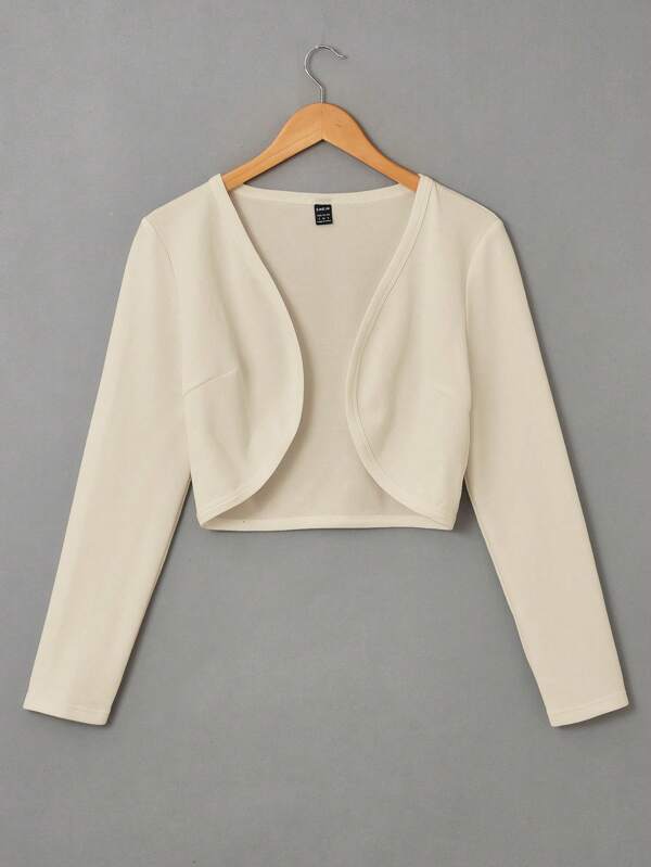SHEIN EZwear Women's Solid Color Long Sleeve Minimalist Casual Jacket , Bolero Top