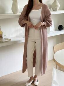 DAZY Women's Solid Color Long Lantern Sleeve Cardigan For Spring And Autumn,Long Sleeve Tops