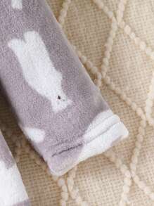 Young Boy Cute Polar Bear Print Hooded Long Sleeve Robe, Warm Sleepwear - Grey - View 3