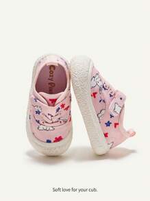 Girls' Pink Canvas Shoes With Cartoon Rabbit Pattern And Fashionable, Comfortable, Suitable For Daily And Sports Wear, Four Seasons - Pink - View 1