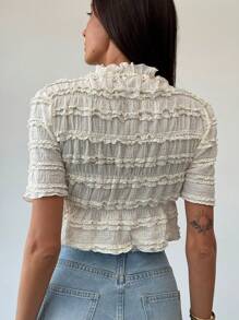 Aloruh 全新提花针织圆领弹力袖口上衣