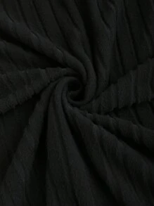 SHEIN Unity 女士优雅纯色露肩鱼尾连衣裙，春秋 - 黑色 - 查看 3
