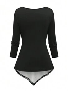 EMERY ROSE 2 件大码圆领长袖褶皱上衣和高腰无缝裤套装