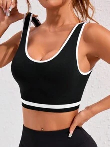 Slayform Slayform Women Seamless Racerback Sports Bra With Color Blocking - Black - View 3