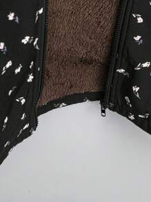 Linhara 大码女式冬季碎花保暖内衬连帽休闲夹克 - 彩色 - 查看 5