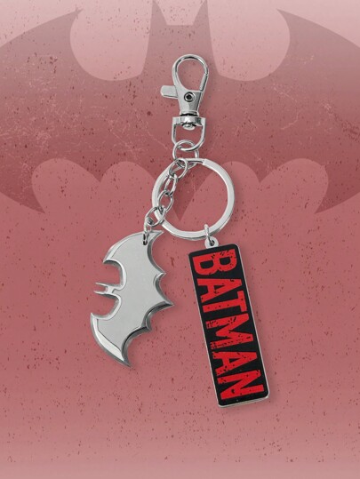 Batman X ROMWE Porte-clés avec logo de chauve-souris et motif graphique de lettre
