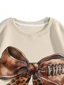 INAWLY 大码女式宽松蝴蝶印花圆领落肩长袖运动衫，秋冬季 - 米色 - 查看 4