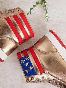 SHUZIA 畅销女款星条旗装饰运动鞋 - 街头时尚，轻便舒适运动鞋 - 彩色 - 查看 6