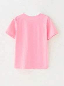 Tween Girl Casual Christmas Element Graphic Santa Claus & Polka Dot Print T-Shirt - Baby Pink - View 2