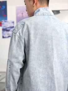 Claim Dot 男士浅蓝色斑驳牛仔街头装 - 淺色水洗藍 - 查看 2