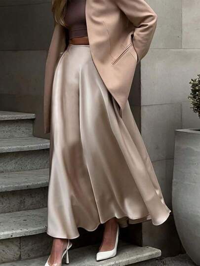 Pariaura Women's Elegant Satin Satin Skirt For Party