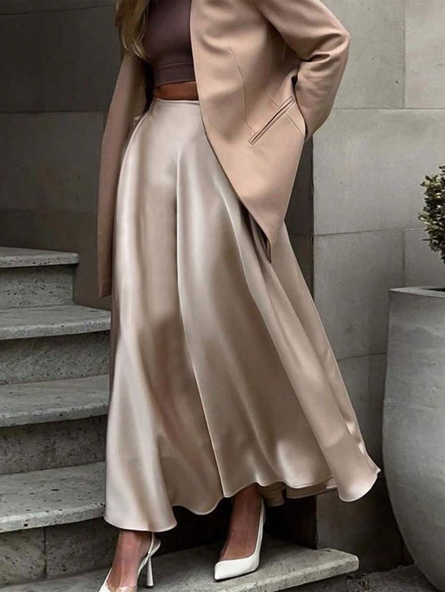 Pariaura Women's Elegant Satin Satin Skirt For Party