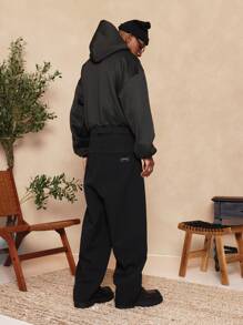 SUMWON Cozy Fleece Winter Sweatshirt Oversized Comfort Hoodie Loungewear Essential Athleisure Unisex Relaxed Fit Fashion Casual Streetwear - Black - View 5