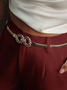 Anewsta Quần Palazzo thiết kế túi kim loại màu trơn - Màu Đỏ Sâu - Xem 4
