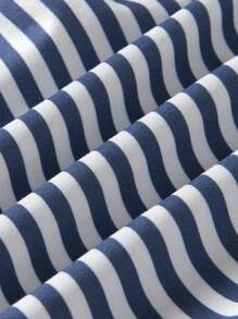 Chiquease Women's Fashionable Bandeau Backless Striped Design Tie-Up Blouse - Blue and White - View 4