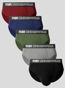5 piezas/paquete Calzoncillos casuales cómodos y con estampado de letras transpirables de moda para hombres