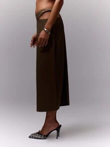 MUSERA Cut Out Side Midi Skirt Elegant Summer Sexy Chic - Grey - View 4
