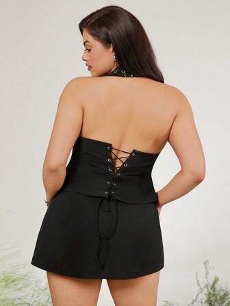 evoluSHEIN X Anitta Jheni Designer Minirock mit niedriger Taille und Schlitzausschnitt in Große Größen, Sommer, Urlaub, Party, Thanksgiving, Festival