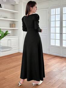 DAZY 女式长款保暖衬里连衣裙 - 黑色 - 查看 8