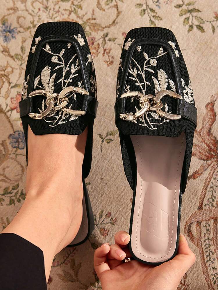 CUCCOO TILAWA Haftowane metalowe dekoracje Modne buty na wysokim obcasie Jesień