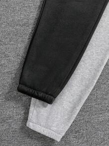 SHEIN Tween Boy 2pcs Solid Elastic Waist Sweatpants - Multicolor - View 4