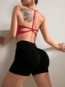 Easithlete Women Seamless Sports Backless Bra For Chinese New Year - Red - View 4