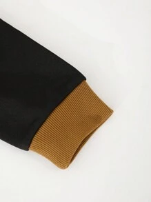 Tween Boys Minimalist Stylish New Loose Contrast Color Thickened Hooded Sweatshirt - Multicolor - View 5