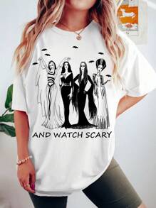 INAWLY Women's Loose Casual Round Neck Short Dolman Sleeve Graphic Print T-Shirt, Summer
