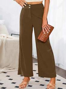 Women's Autumn Winter EU/US Style New Corduroy Double-Breasted Elastic Casual Pants
