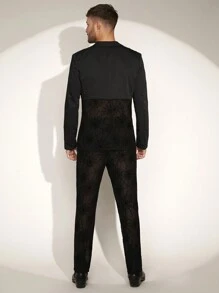 FeverCity Men's Patchwork Spider Web Flocked Jacket And Pants Suit