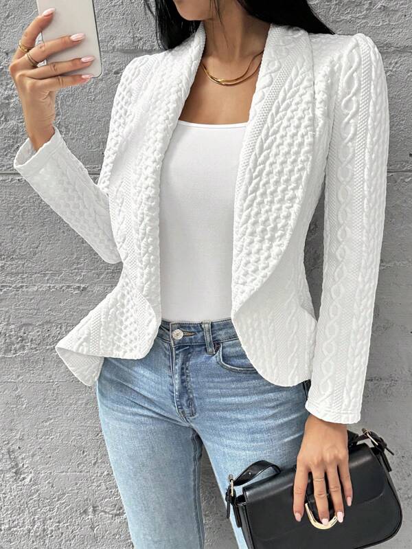 SHEIN Essnce Blazer elegant cu mânecă lungă cu guler șal de culoare solidă pentru femei, femei casual de afaceri, ținute de birou pentru femei, haine de toamnă, haine de toamnă pentru femei, haine pentru profesori,