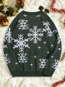 RueChic Áo len họa tiết bông tuyết Giáng sinh cho nam - màu xanh lá - Xem 2