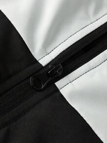 Manfinity EMRG 男士休闲字母印花宽松连帽棉服外套，冬季 - 黑色 - 查看 4