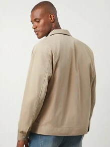 Manfinity VCAY Men's Woven Slim Regular Collar Casual Jacket, Suitable For Autumn & Winter - Khaki - View 3