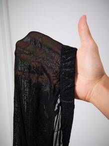 SHEIN EZwear 加大码透明黑色紧身裤，万圣节服装，万圣节曲线，蜘蛛 - 黑色 - 查看 8