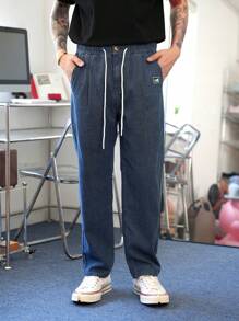 Claim Dot Herren Lockere, weite Ballonform Jeans mit Vintage-Waschung in Dunkelblau