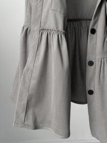 SHEIN Pregnant Women Front Button Closure Long Sleeve Pocket Pleated Casual Jacket, For Maternity, For Winter - Grey - View 6