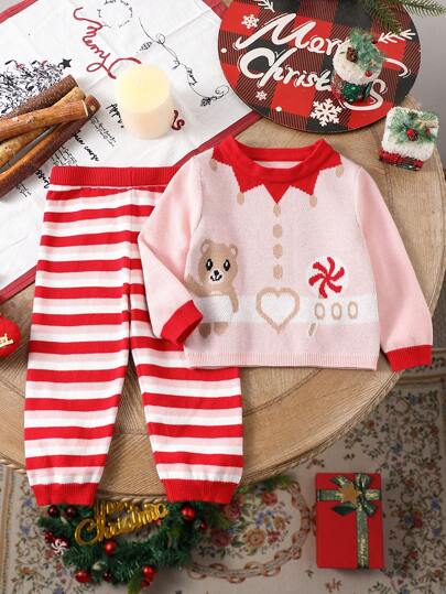 女婴提花针织圣诞卡通图案开衫