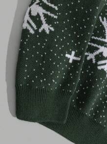 RueChic Áo len họa tiết bông tuyết Giáng sinh cho nam - màu xanh lá - Xem 4